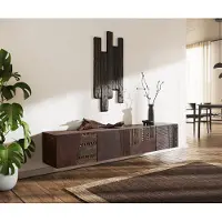 DELIFE Meuble-TV Imara 200 cm brun manguier 4 portes suspendues