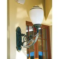 Casa Padrino Baroque Applique murale extérieure Vert antique / Blanc H. 89,5 cm - éclairage extérieur de style baroque