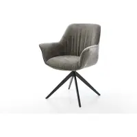 DELIFE Chaise-pivotante Keila-Flex avec accoudoirs bouclé doux couleur boue pied croisé large noir pivotement sur 360° fonction bascule