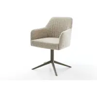 DELIFE Chaise-pivotante Greg-Flex tissu tissé doux beige pied de chaise 4 branches aspect titane pivotement sur 360° fonction bascule resorts ensachés