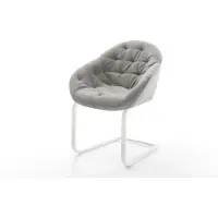 DELIFE Cantilever Gaio-Flex tissu structuré doux gris pied cantilever plat blanc