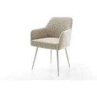 DELIFE Chaise-de-salle-à-manger Greg-Flex tissu tissé doux beige 4 pieds coniques acier inoxydable resorts ensachés
