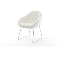 DELIFE Chaise-de-salle-à-manger Gaio-Flex bouclé doux beige pied trapèze acier inoxydable