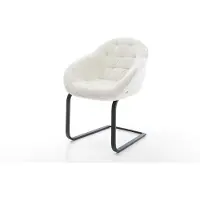 DELIFE Cantilever Gaio-Flex bouclé doux beige pied cantilever plat noir