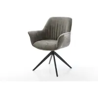 DELIFE Chaise-pivotante Keila-Flex avec accoudoirs bouclé doux couleur boue pied croisé large noir pivotement sur 360° fonction bascule