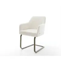 DELIFE Cantilever Greg-Flex bouclé doux beige pied cantilever plat aspect titane resorts ensachés