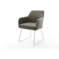 DELIFE Chaise-de-salle-à-manger Greg-Flex bouclé doux couleur boue pied trapèze acier inoxydable resorts ensachés