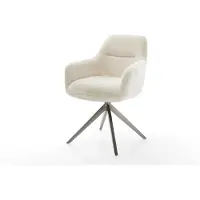 DELIFE Chaise-pivotante Pejo-Flex peluche crème-blanc pied croisé large grafiete pivotement sur 360° fonction bascule resorts ensachés