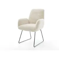 DELIFE Chaise-de-salle-à-manger Zoa-Flex peluche crème-blanc pied trapèze noir resorts ensachés