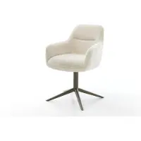 DELIFE Chaise-pivotante Pejo-Flex peluche crème-blanc pied de chaise 4 branches aspect titane pivotement sur 360° fonction bascule resorts ensachés