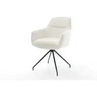 DELIFE Chaise-de-salle-à-manger Pejo-Flex bouclé doux beige pied croisé conique noir resorts ensachés
