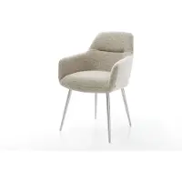 DELIFE Chaise-de-salle-à-manger Pejo-Flex tissu tissé doux beige 4 pieds coniques acier inoxydable resorts ensachés