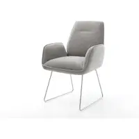 DELIFE Chaise-de-salle-à-manger Zoa-Flex tissu structuré doux gris pied trapèze acier inoxydable resorts ensachés