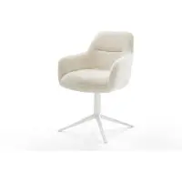 DELIFE Chaise-pivotante Pejo-Flex peluche crème-blanc pied de chaise 4 branches blanc pivotement sur 360° fonction bascule resorts ensachés