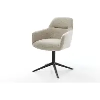 DELIFE Chaise-pivotante Pejo-Flex tissu tissé doux beige pied de chaise 4 branches noir pivotement sur 360° fonction bascule resorts ensachés