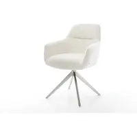 DELIFE Chaise-pivotante Pejo-Flex bouclé doux beige pied croisé large acier inoxydable pivotement sur 360° fonction bascule resorts ensachés