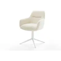 DELIFE Chaise-pivotante Pejo-Flex tissu teddy beige pied de chaise 4 branches blanc pivotement sur 360° fonction bascule resorts ensachés