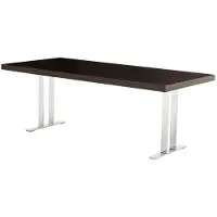 Casa Padrino Table de salle à manger design , luxueuse, en placage d'eucalyptus, finition marron brillant et en acier inoxydable chromé, dimensions : 220 x 100 x H. 78 cm
