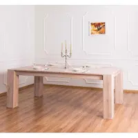 Casa Padrino Table de salle à manger en bois massif couleur naturelle 220 x 90 x H. 78 cm - Qualité de luxe