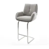DELIFE Chaise-de-bar Clea-Flex Structure en tissu Soft Grey Piètement luge Plat Acier inoxydable