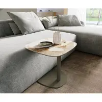 DELIFE table d’appoint Edge Boot 50x50 cm céramique Minas Melange Eleny Metall finition effet titane