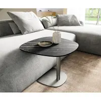 DELIFE table d’appoint Edge Boot 60x60 cm céramique Laminam Noir Desir brun Eleny acier inoxydable brossé