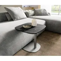 DELIFE table d’appoint Edge Boot 50x50 cm céramique Laminam Noir Desir brun Eleny acier inoxydable brossé