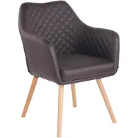 CLP Chaise de salle à manger Gent en similicuir, avec un rembourrage confortable au niveau de l'assise, du dossier et des accoudoirs, couleur marron foncé ; piètement couleur naturelle