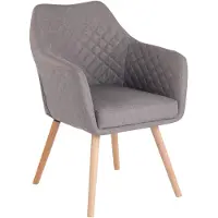 CLP Chaise de salle à manger Gent avec accoudoirs, fauteuil à structure en bois, chaise de cuisine moderne, structure grise, couleur naturelle