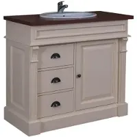 Casa Padrino Meuble-lavabo , style rustique, comprenant un meuble et un vasque, couleur crème/marron - 103 x 51 x 91 cm