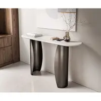 DELIFE Console Solena 135x40 cm marbre blanc métal black antique