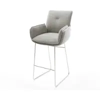 DELIFE Chaise-de-bar Nela-Flex Tissu structuré doux Gris Pied trapèze acier inoxydable Argent