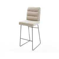DELIFE Chaise-de-bar Pela-Flex Tissu tissé doux Beige Pied trapèze noir Noir