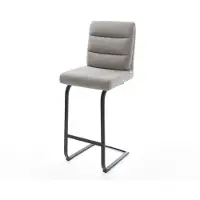 DELIFE Chaise-de-bar Pela-Flex Tissu structuré doux Gris Pied cantilever plat noir Noir