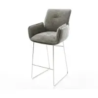 DELIFE Chaise-de-bar Nela-Flex Bouclé doux Boue Pied trapèze acier inoxydable Argent