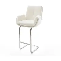 DELIFE Chaise-de-bar Clea-Flex Bouclé doux Beige Pied cantilever acier inoxydable Argent