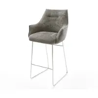 DELIFE Chaise-de-bar Alja-Flex Bouclé doux Boue Pied trapèze acier inoxydable Argent Ressort ensaché