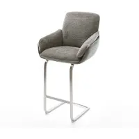 DELIFE Chaise-de-bar Luan-Flex Bouclé doux Boue Pied cantilever acier inoxydable Argent