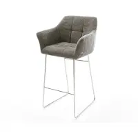 DELIFE Chaise-de-bar Yulo-Flex Bouclé doux Boue Pied trapèze acier inoxydable Argent