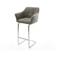 DELIFE Chaise-de-bar Yulo-Flex Bouclé doux Boue Pied cantilever acier inoxydable Argent