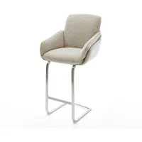 DELIFE Chaise-de-bar Luan-Flex Tissu tissé doux Beige Pied cantilever acier inoxydable Argent