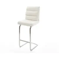 DELIFE Chaise-de-bar Pela-Flex Bouclé doux Beige Pied cantilever acier inoxydable Argent