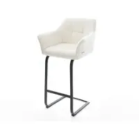 DELIFE Chaise-de-bar Yulo-Flex Bouclé doux Beige Pied cantilever plat noir Noir