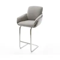 DELIFE Chaise-de-bar Luan-Flex Tissu structuré doux Gris Pied cantilever acier inoxydable Argent