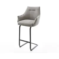 DELIFE Chaise-de-bar Alja-Flex Tissu structuré doux Gris Pied cantilever plat noir Noir Ressort ensaché