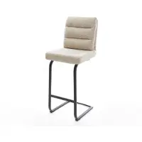 DELIFE Chaise-de-bar Pela-Flex Tissu tissé doux Beige Pied cantilever plat noir Noir