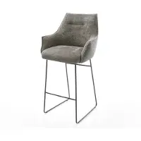 DELIFE Chaise-de-bar Alja-Flex Bouclé doux Boue Pied trapèze noir Noir Ressort ensaché