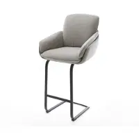 DELIFE Chaise-de-bar Luan-Flex Tissu structuré doux Gris Pied cantilever plat noir Noir