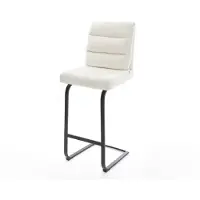 DELIFE Chaise-de-bar Pela-Flex Bouclé doux Beige Pied cantilever plat noir Noir