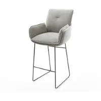 DELIFE Chaise-de-bar Nela-Flex Tissu structuré doux Gris Pied trapèze noir Noir
